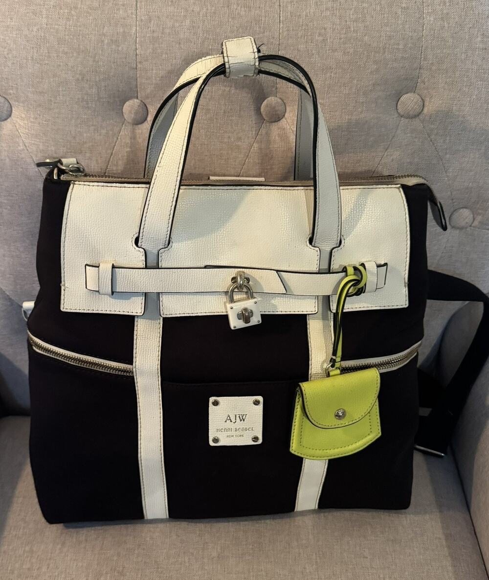 Henri Bendel Large Jetsetter Convertible Backpack Black & White